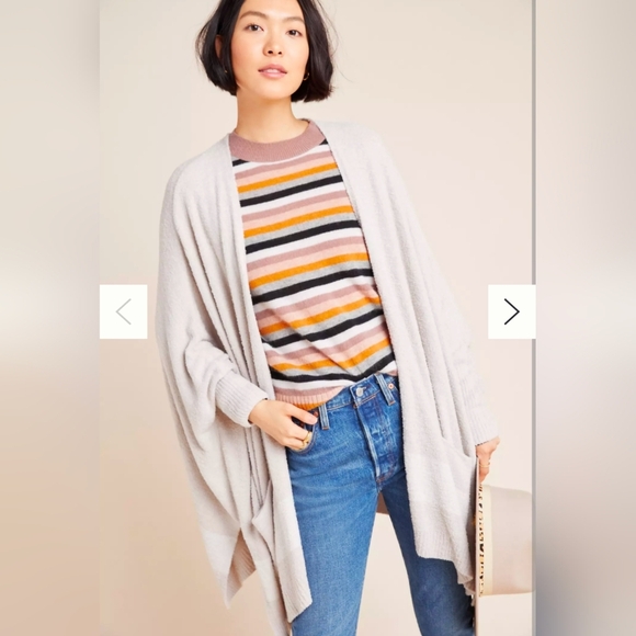 Barefoot Dreams Cozychic Lite Cliffside Wrap Silver Pearl Cardigan Sweater OS - Picture 1 of 11
